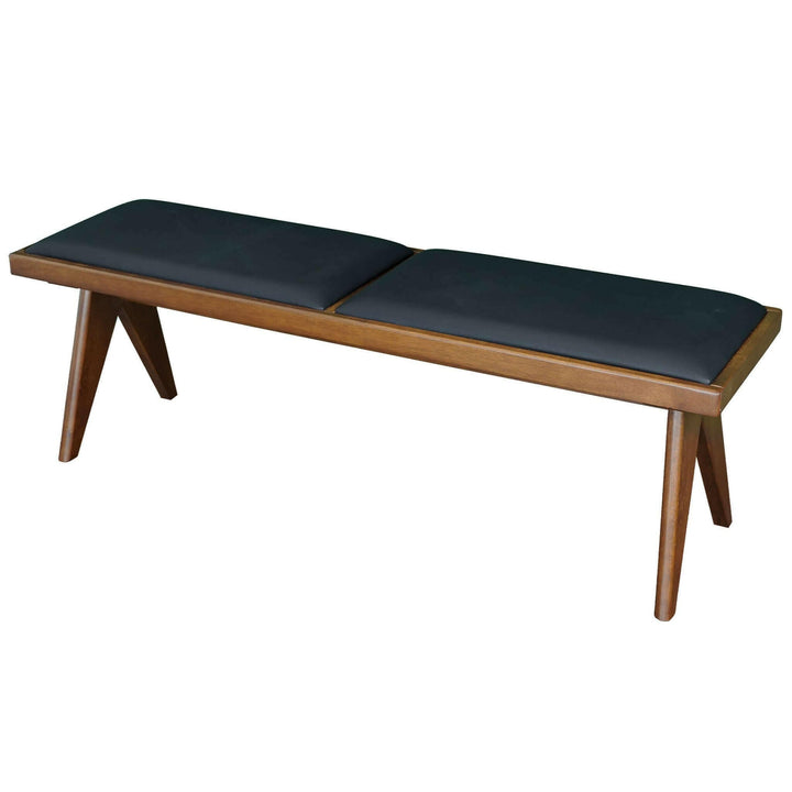 Keira Black Vegan Leather Bench.