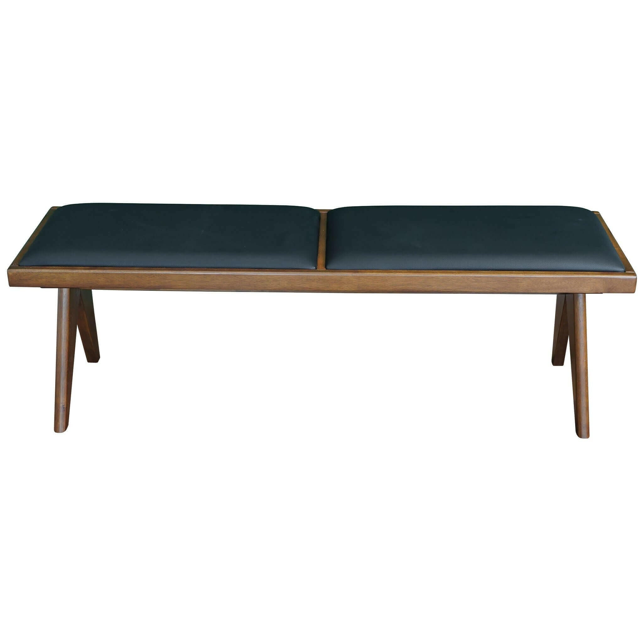 Keira Black Vegan Leather Bench.