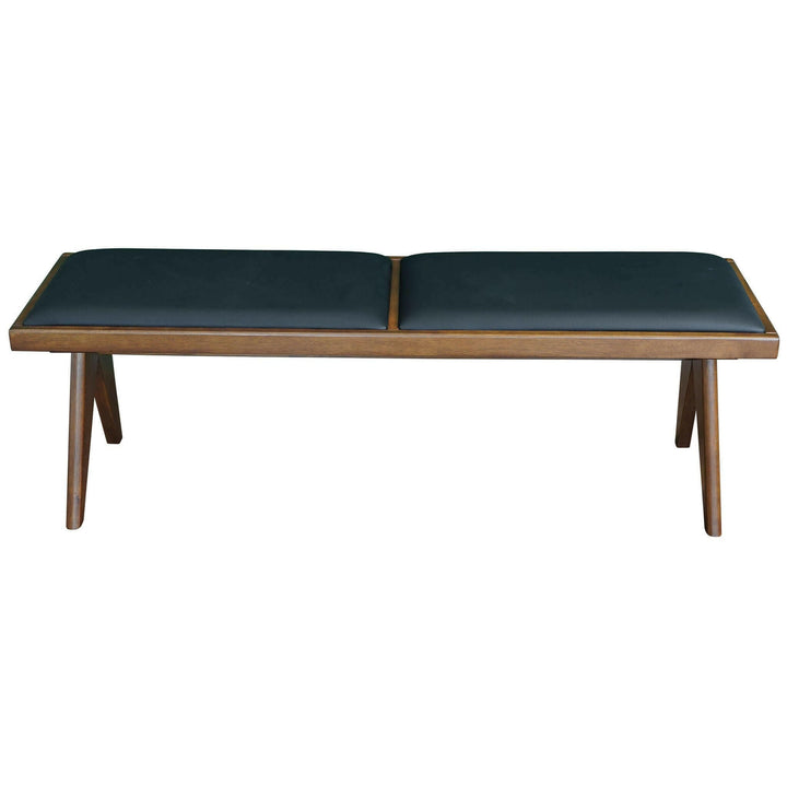 Keira Black Vegan Leather Bench.