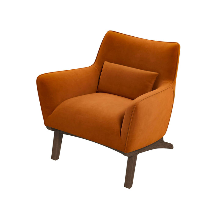 Brayden Mid Century Modern Burnt Orange Velvet Armchair.