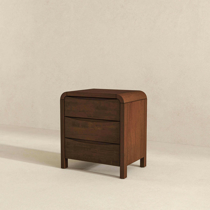 Lionel Mid Century Modern Solid Wood Nightstand 3-Drawer Bed Side Table.