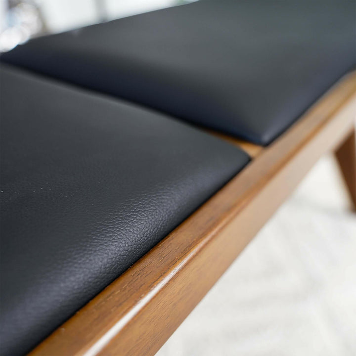 Keira Black Vegan Leather Bench.