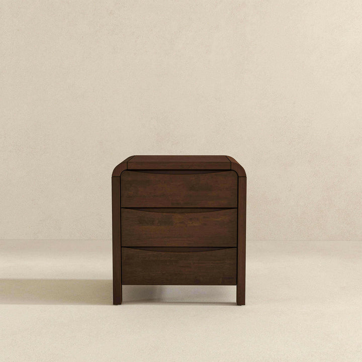 Lionel Mid Century Modern Solid Wood Nightstand 3-Drawer Bed Side Table.