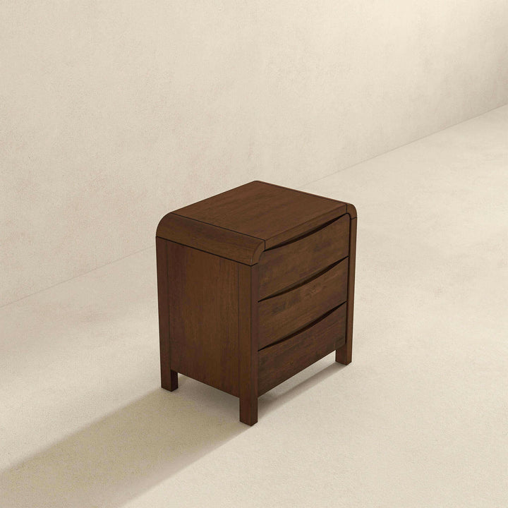 Lionel Mid Century Modern Solid Wood Nightstand 3-Drawer Bed Side Table.