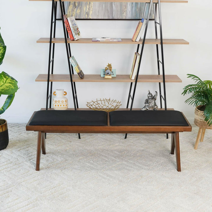 Keira Black Vegan Leather Bench.