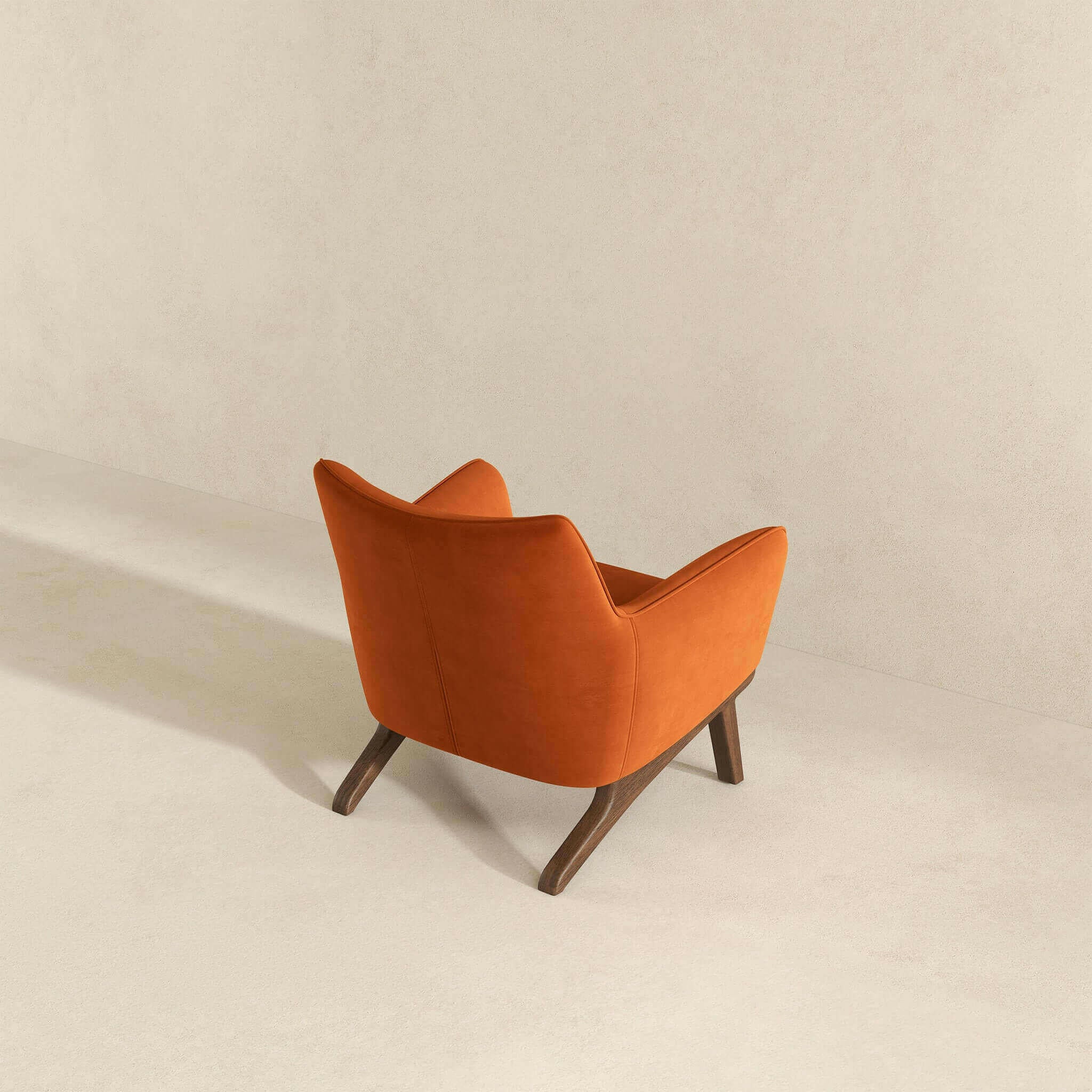 Brayden Mid Century Modern Burnt Orange Velvet Armchair.