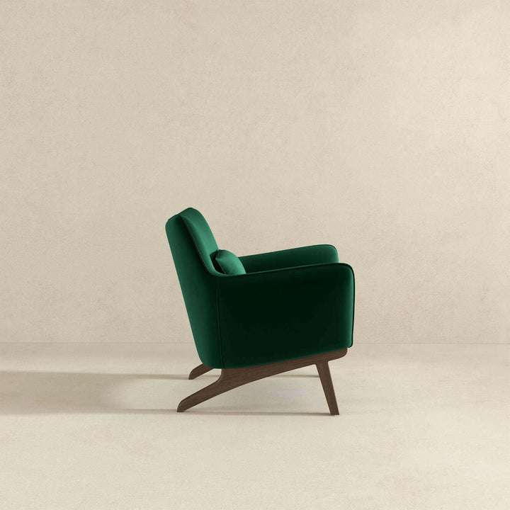 Brayden Mid Century Modern Dark Green Velvet Armchair.