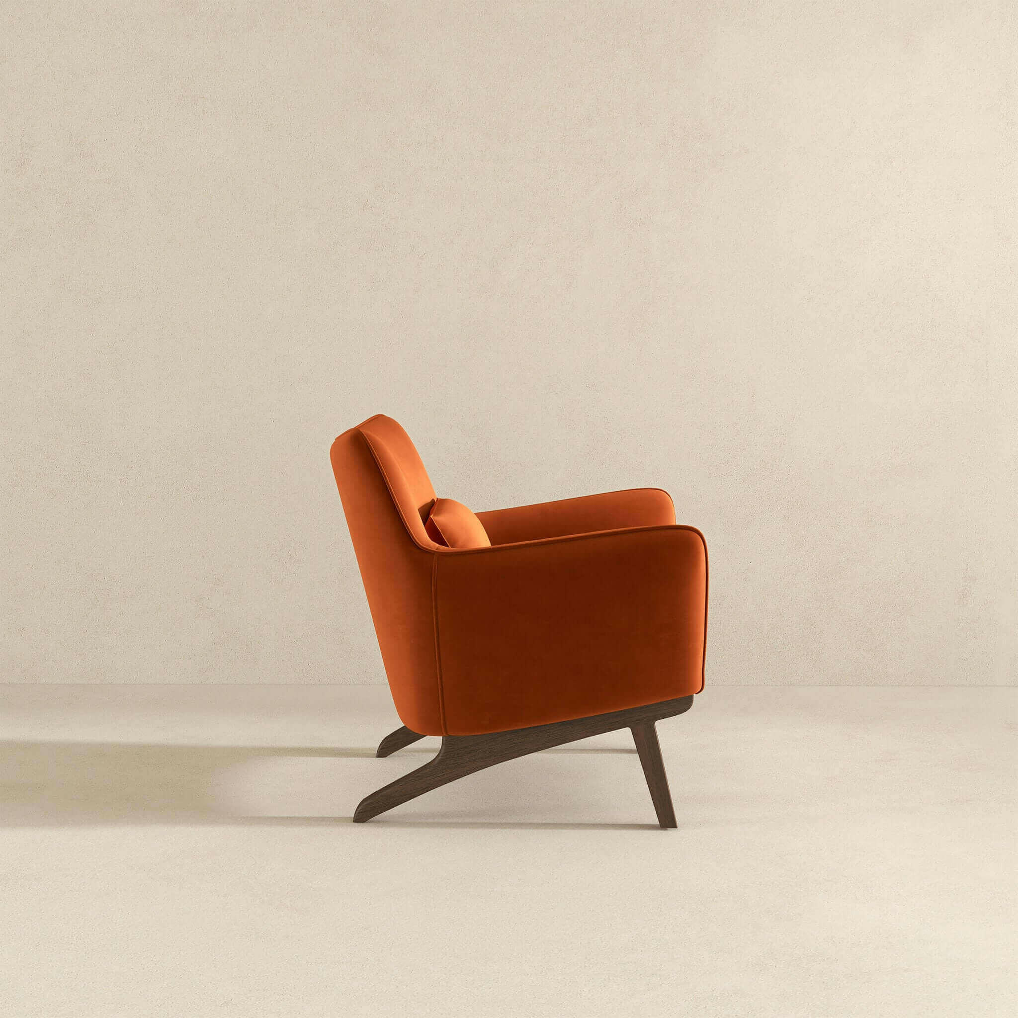 Brayden Mid Century Modern Burnt Orange Velvet Armchair.