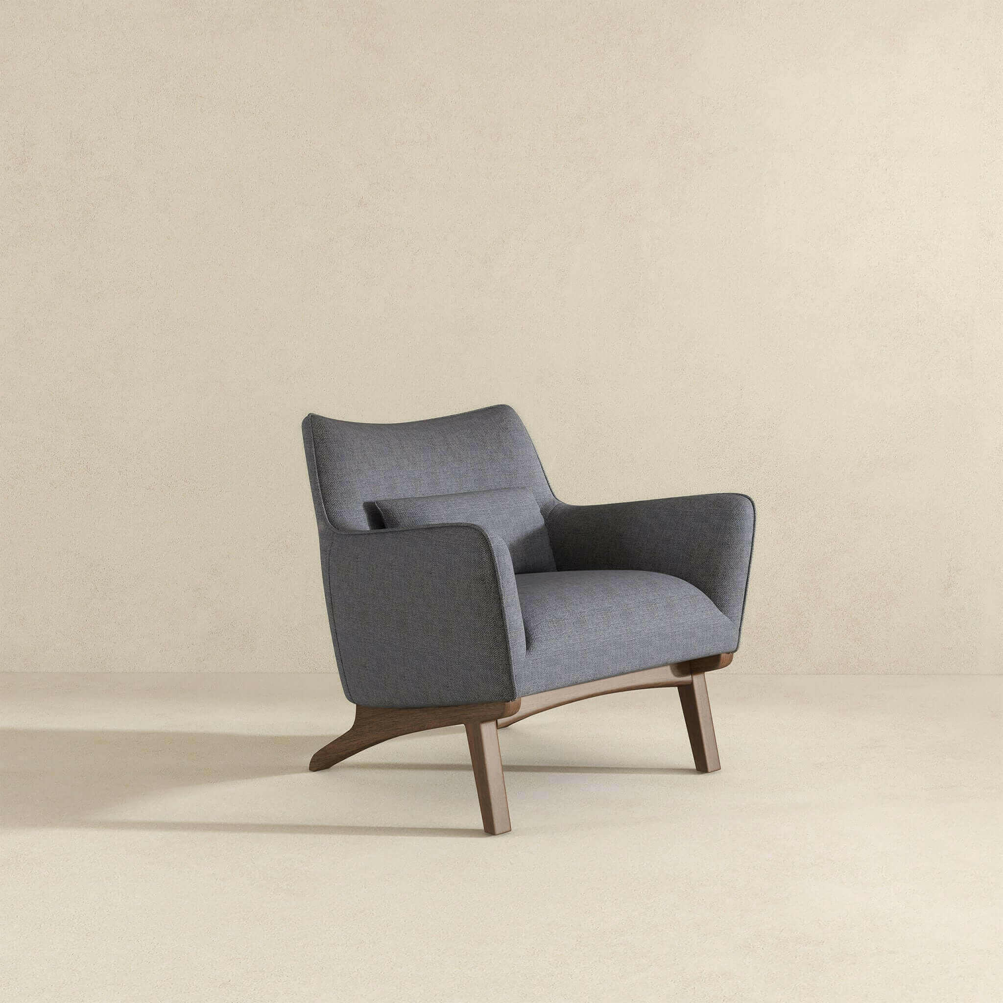 Brayden Mid Century Modern Sea Side Grey Linen Armchair.