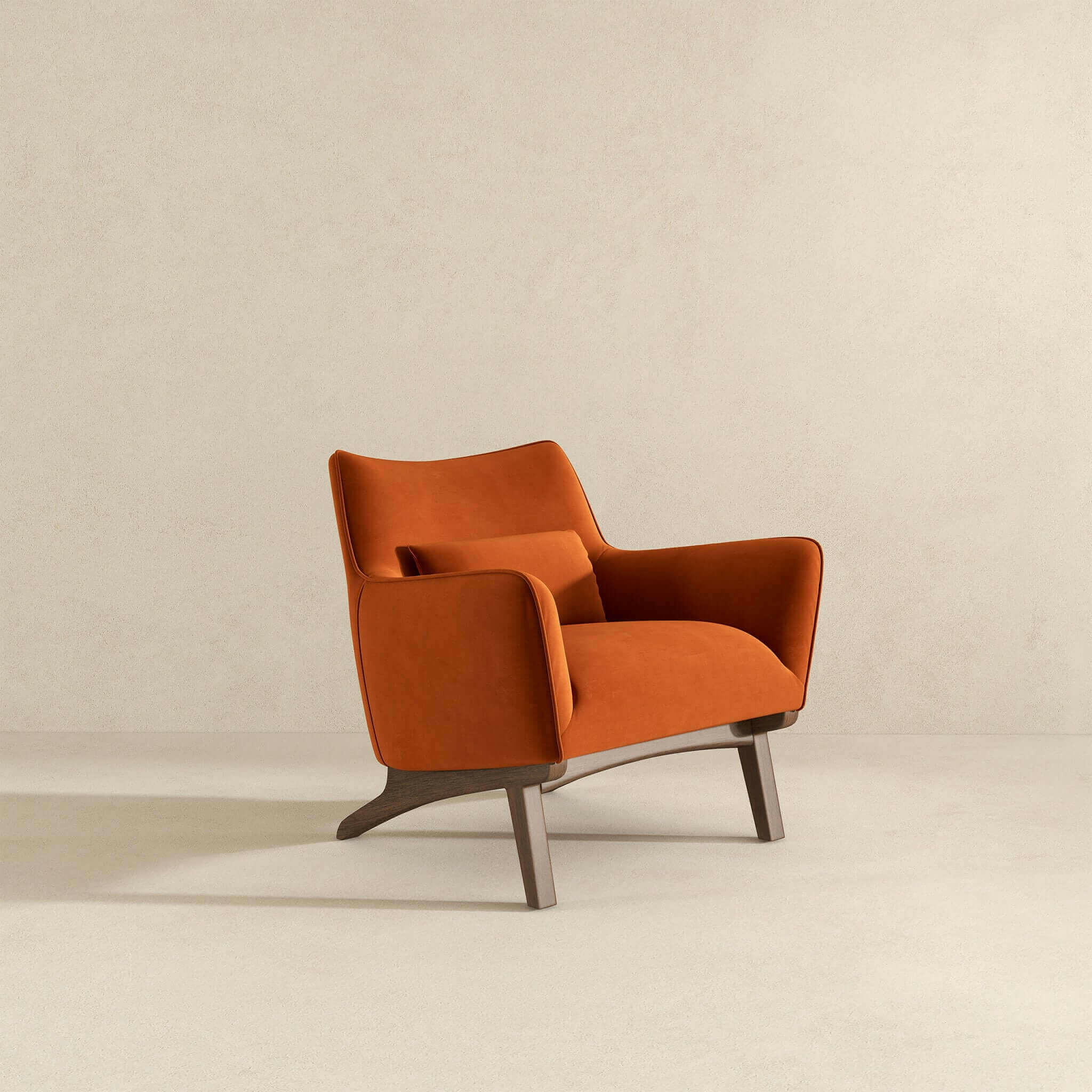 Brayden Mid Century Modern Burnt Orange Velvet Armchair.