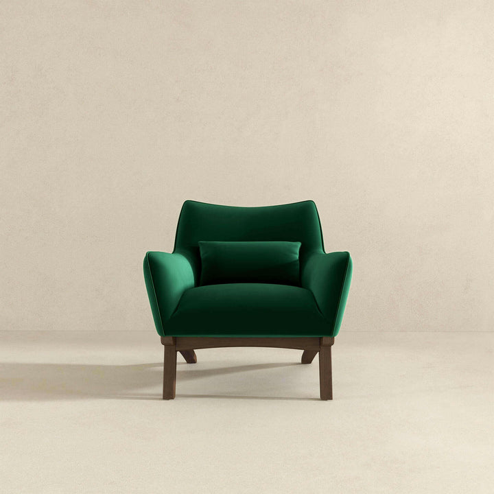 Brayden Mid Century Modern Dark Green Velvet Armchair.