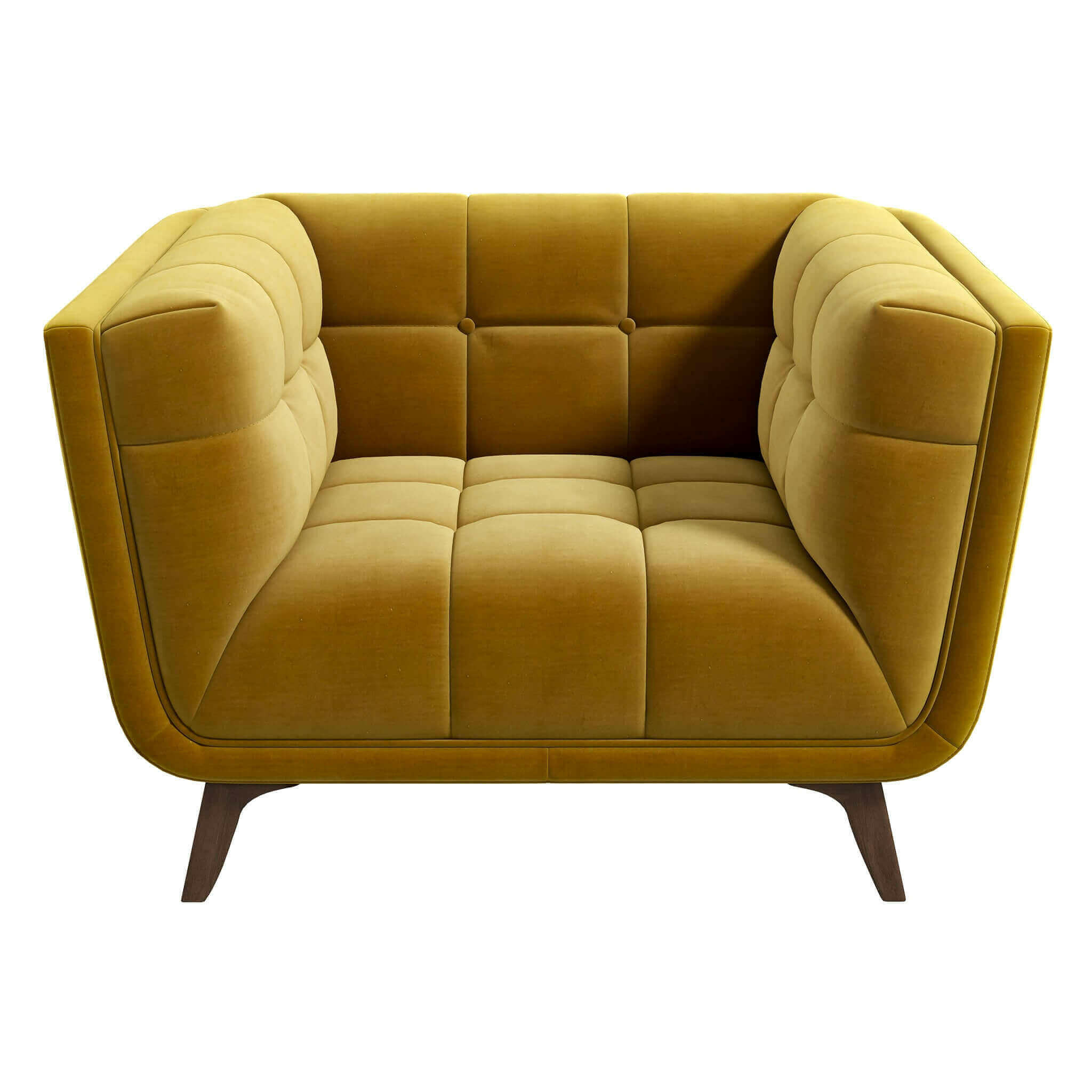 Addison Mid Century Modern Gold Velvet Lounge Chair.