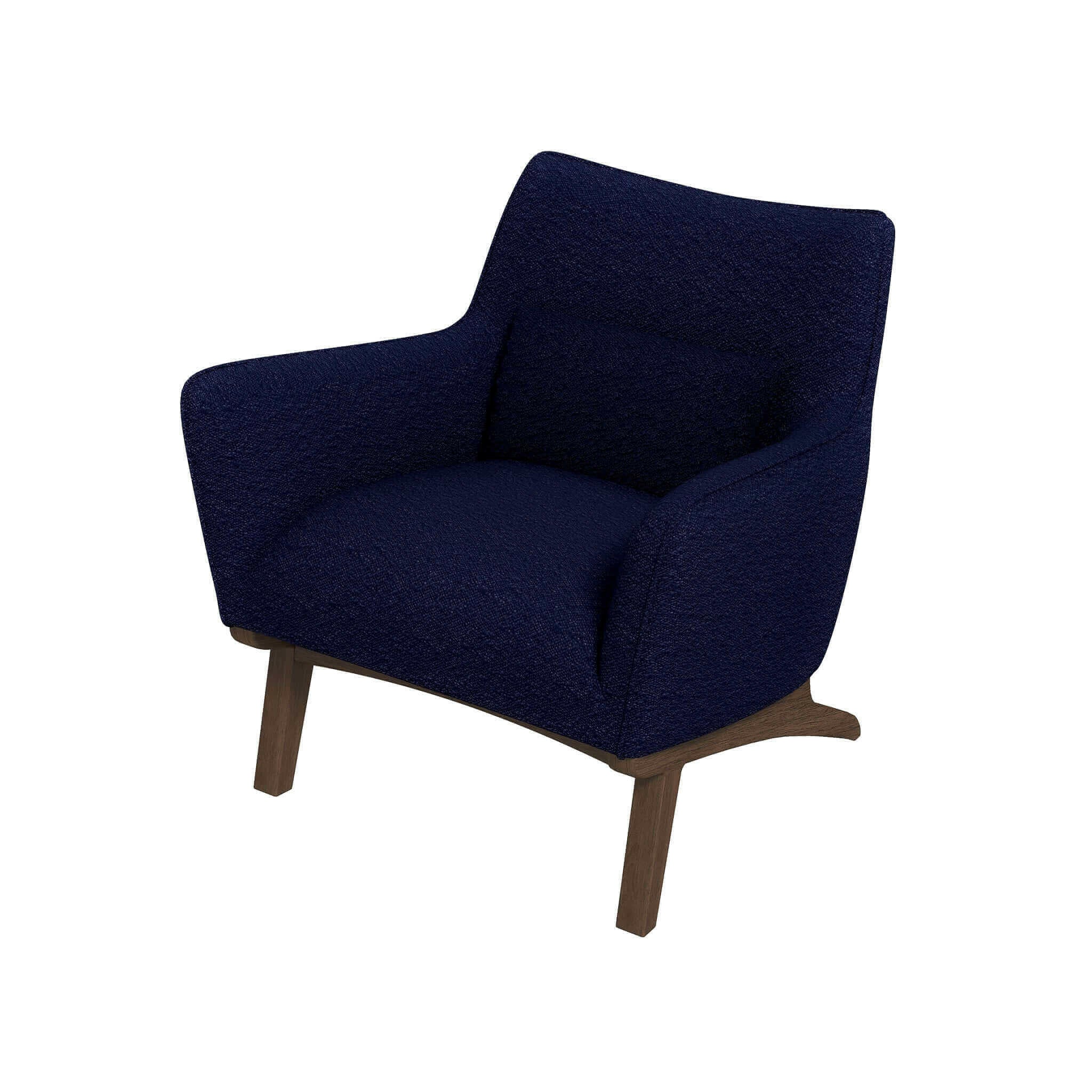 Brayden Mid Century Modern Dark Blue Boucle Armchair.