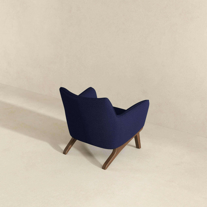 Brayden Mid Century Modern Dark Blue Boucle Armchair.