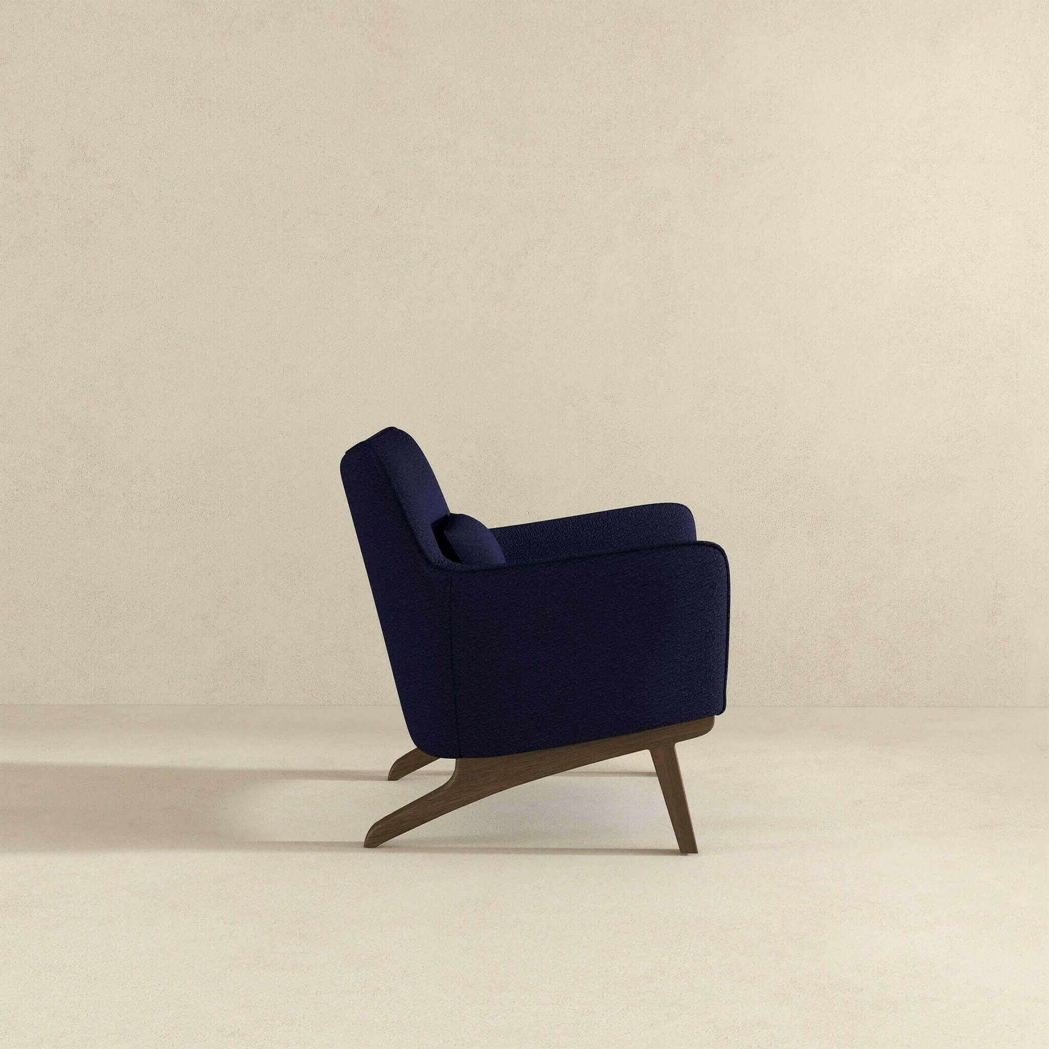 Brayden Mid Century Modern Dark Blue Boucle Armchair.