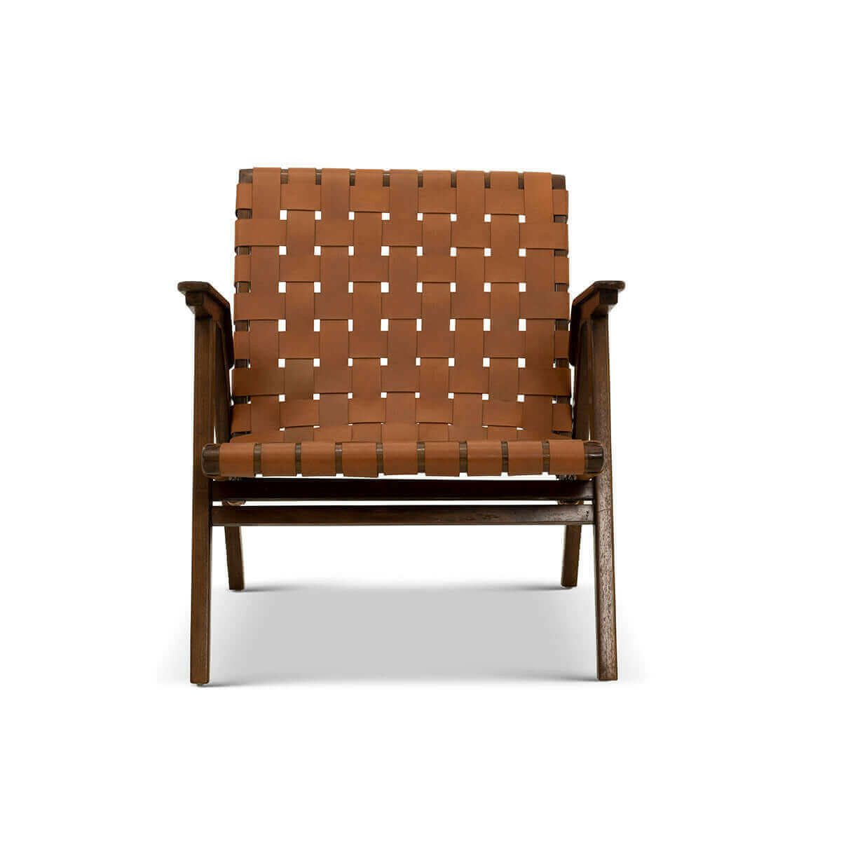 David Genuine Leather Teak Lounge Chair.