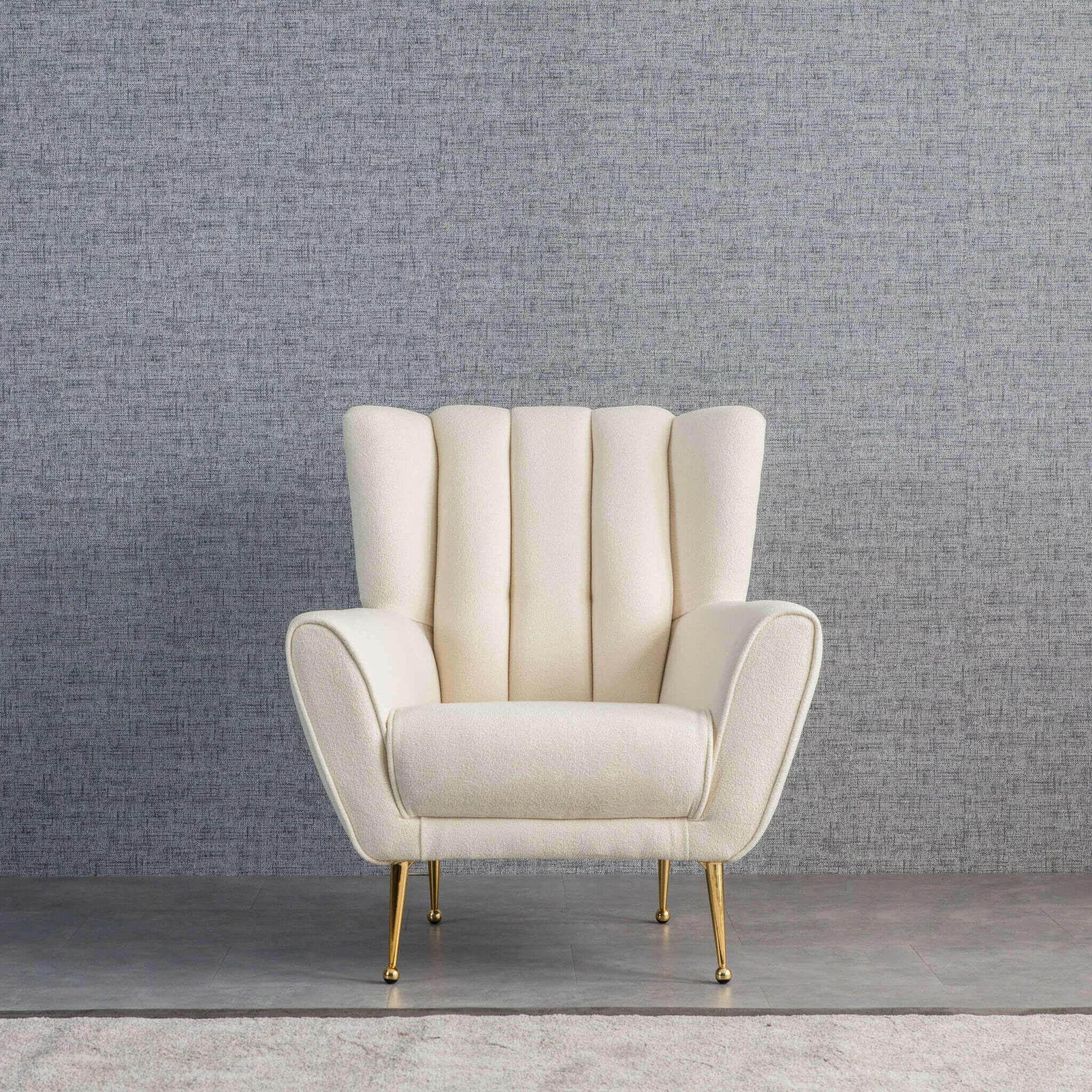 Gianna Tufted French Beige Boucle Armchair.