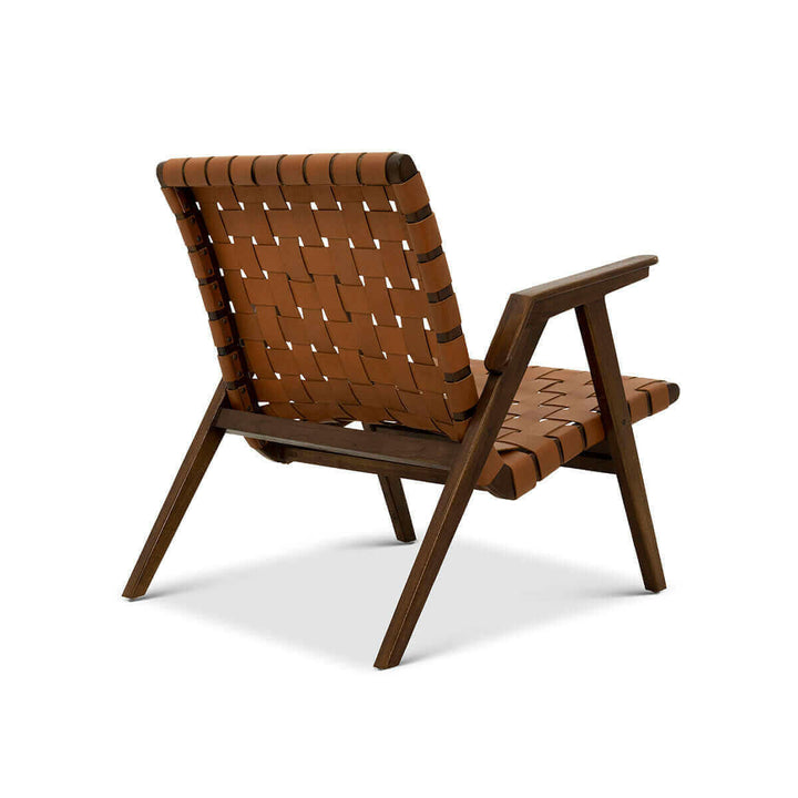 David Genuine Leather Teak Lounge Chair.