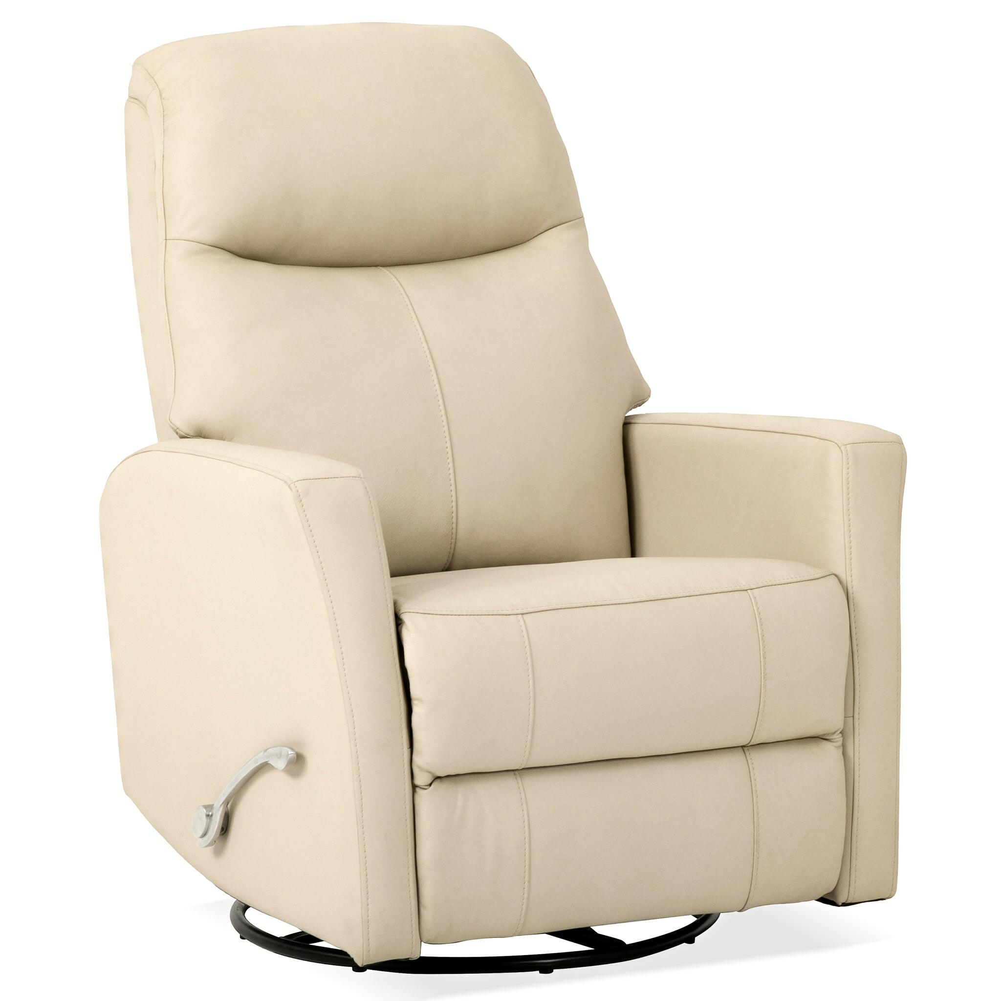 Harlow Swivel Glider Leather Recliner Chair - Ivory.