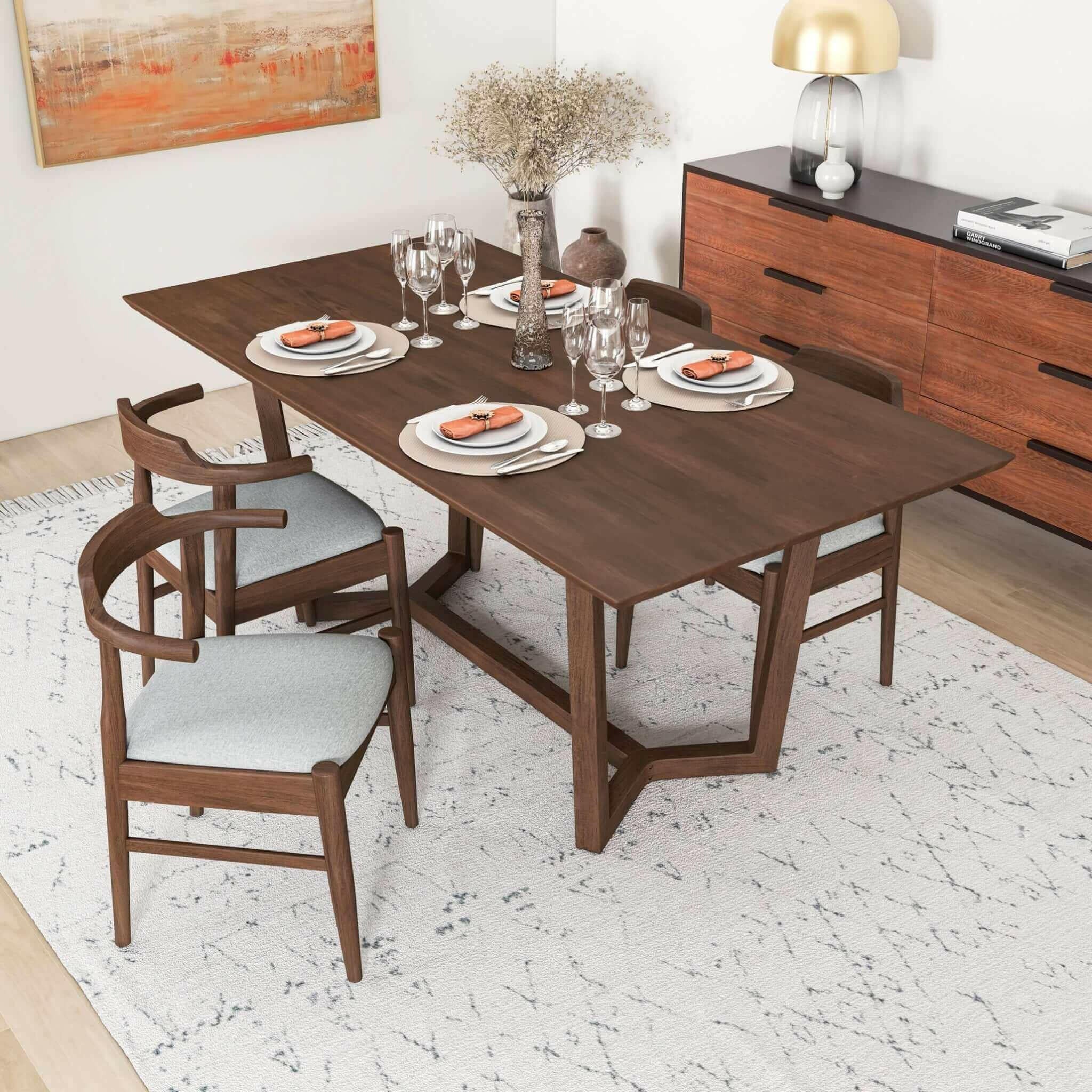 Marina Solid Wood Dining Table In Brown.