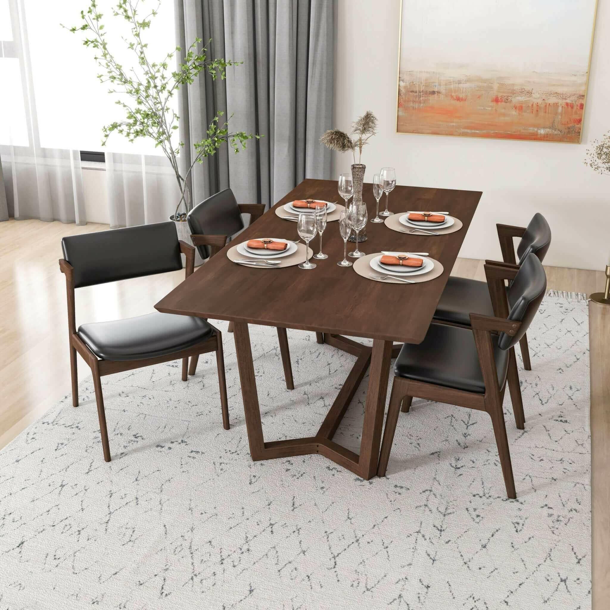 Marina Solid Wood Dining Table In Brown.