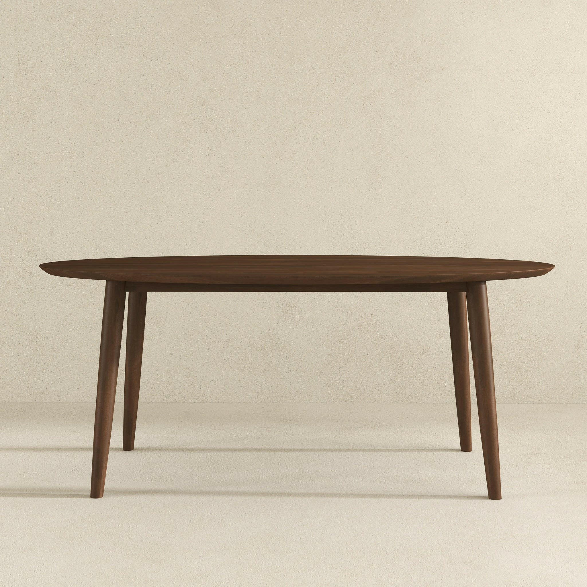 Ada Mid Century Modern Style Solid Wood Walnut Oval Dining Table.