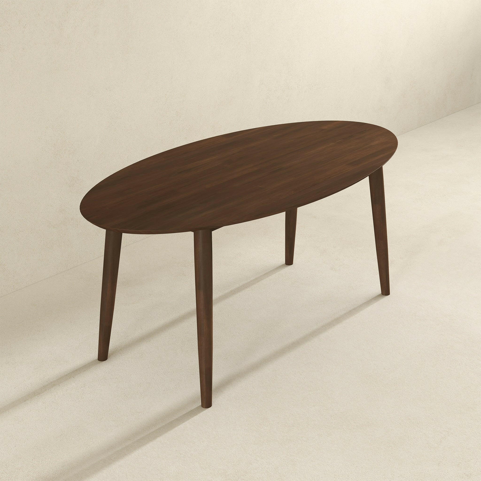 Ada Mid Century Modern Style Solid Wood Walnut Oval Dining Table.