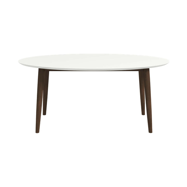 Ada Mid Century Modern Style Solid Wood White Top Oval Dining Table.