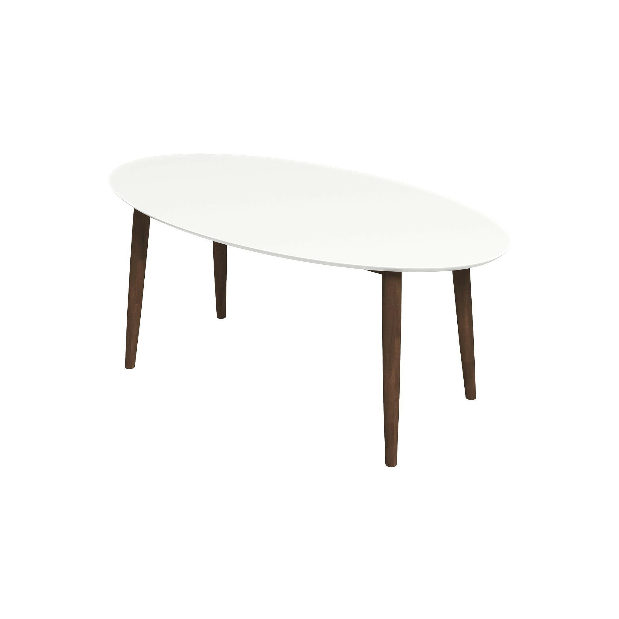 Ada Mid Century Modern Style Solid Wood White Top Oval Dining Table.