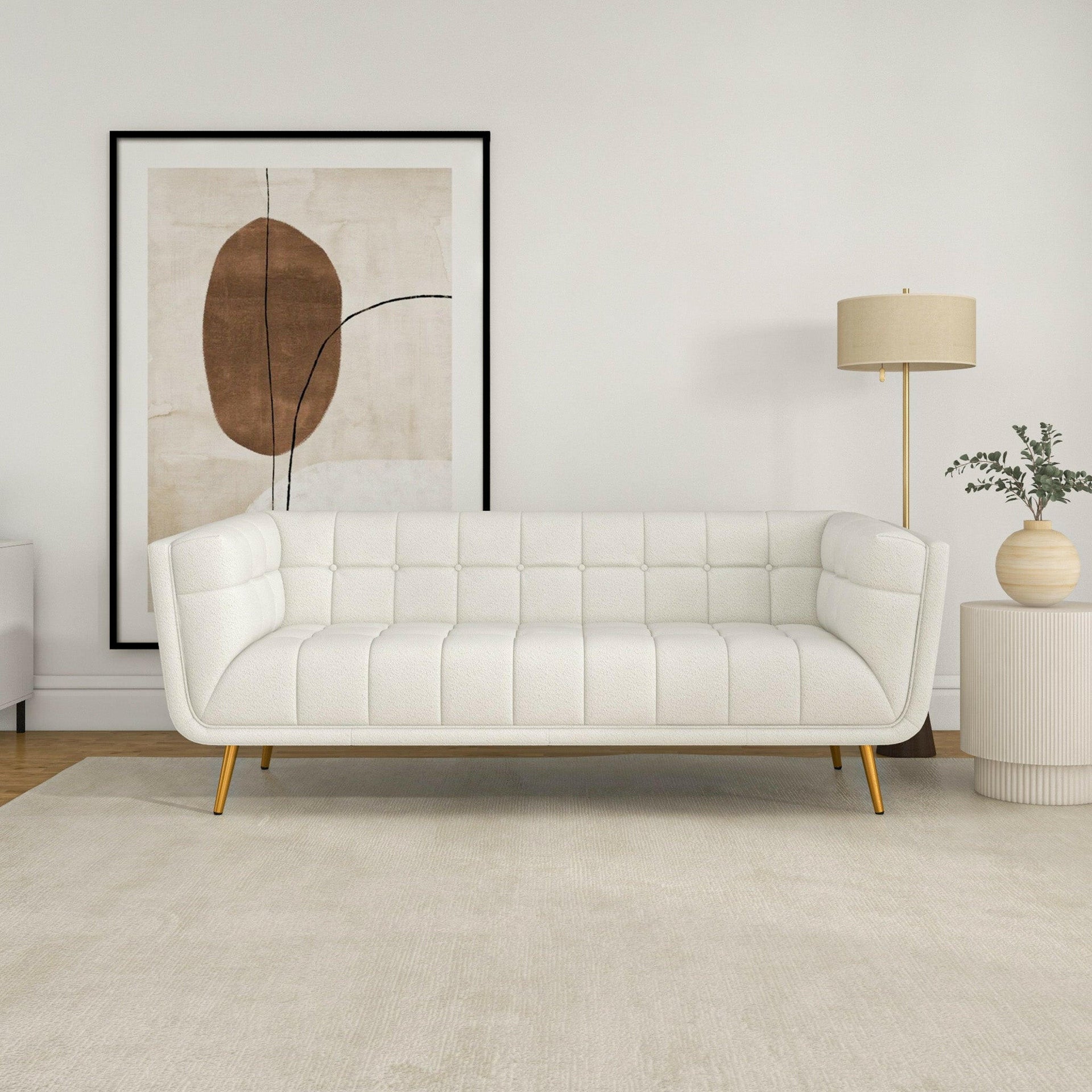 Addison Sofa (Large - Beige Boucle with Metal Feet).