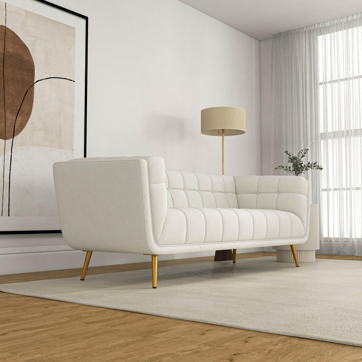 Addison Sofa (Large - Beige Boucle with Metal Feet).