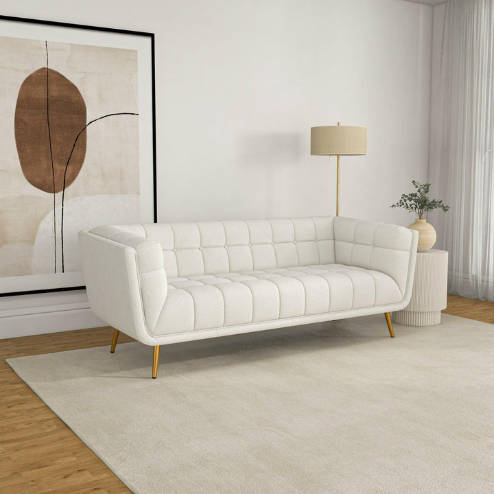 Addison Sofa (Large - Beige Boucle with Metal Feet).