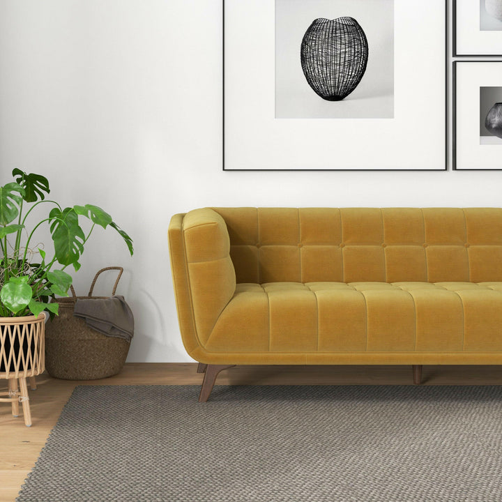 Addison Large Gold Velvet Sofa.