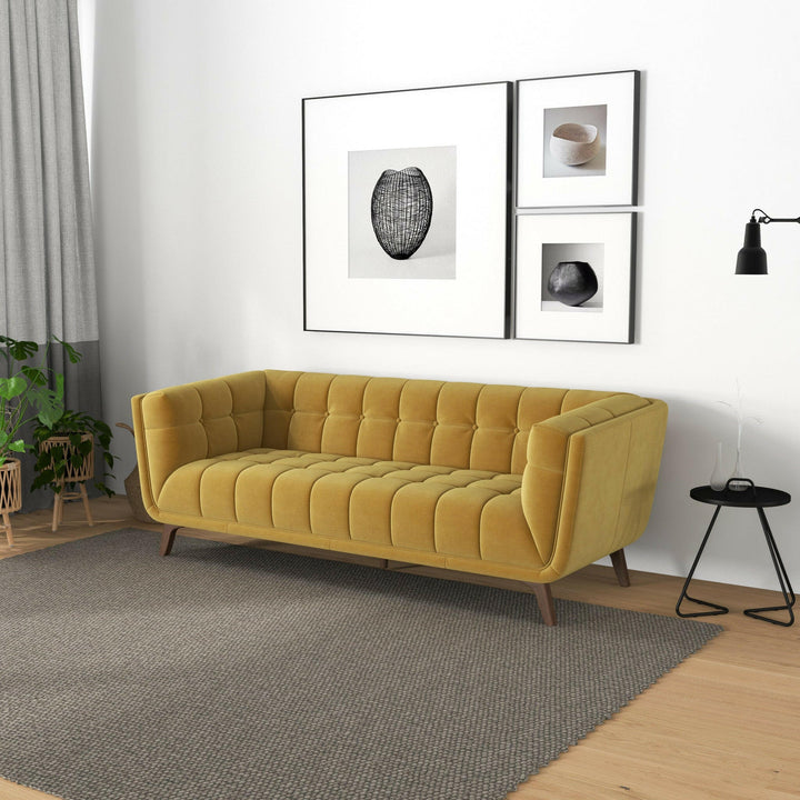 Addison Large Gold Velvet Sofa.