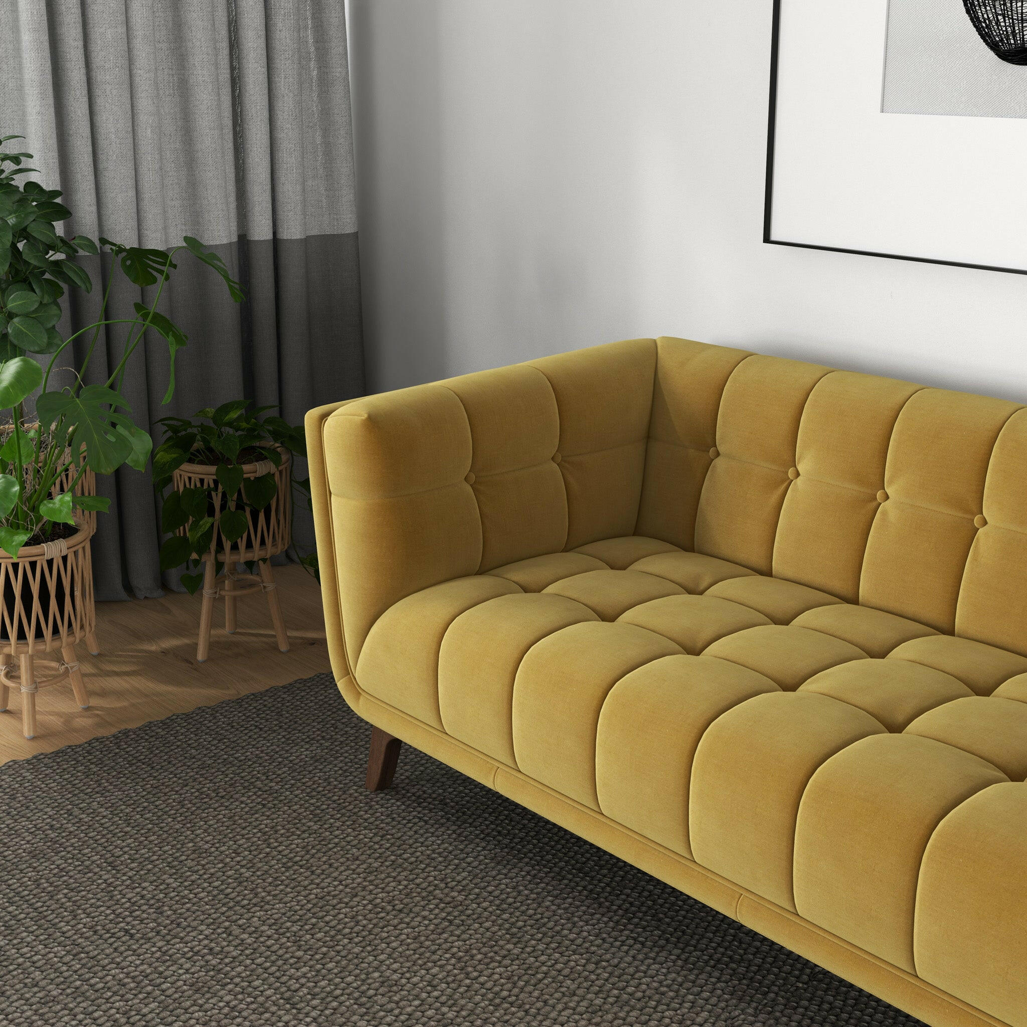 Addison Large Gold Velvet Sofa.