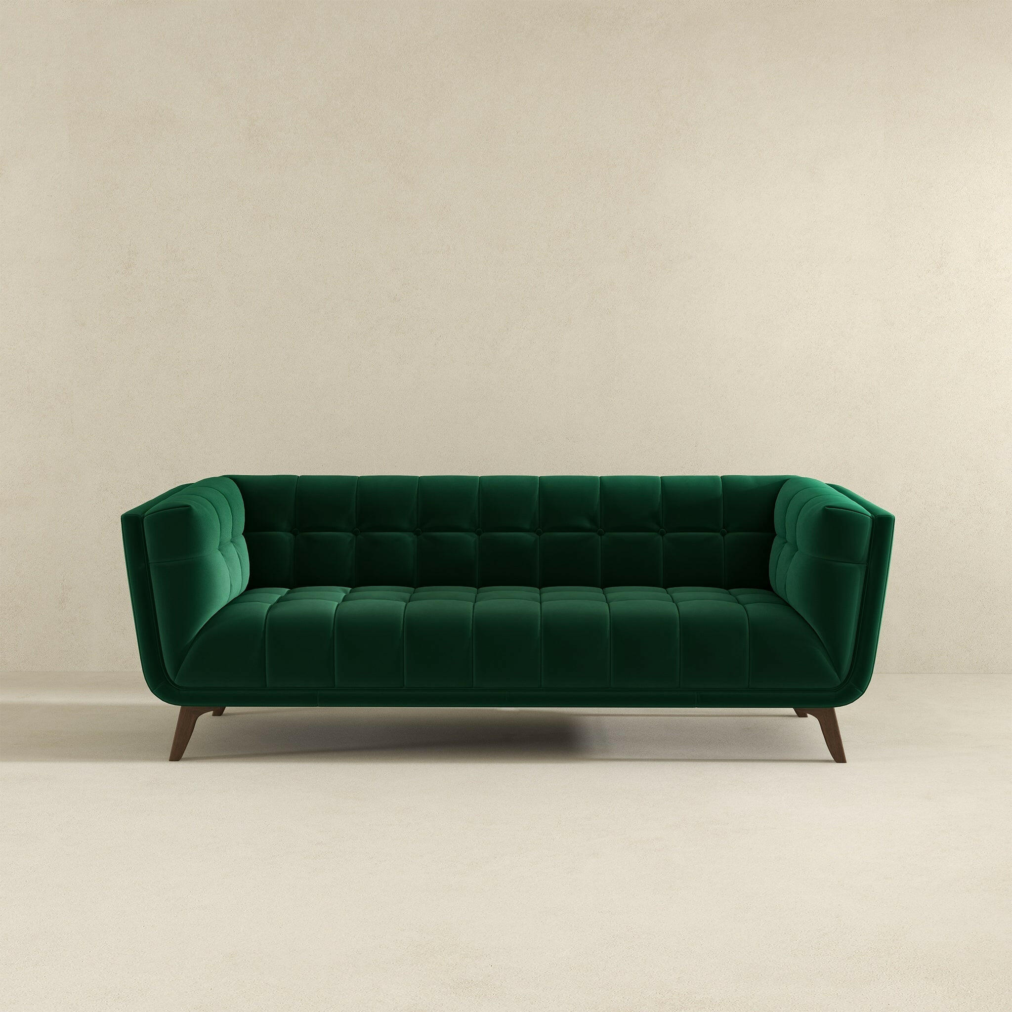 Addison Large Green Velvet Sofa.