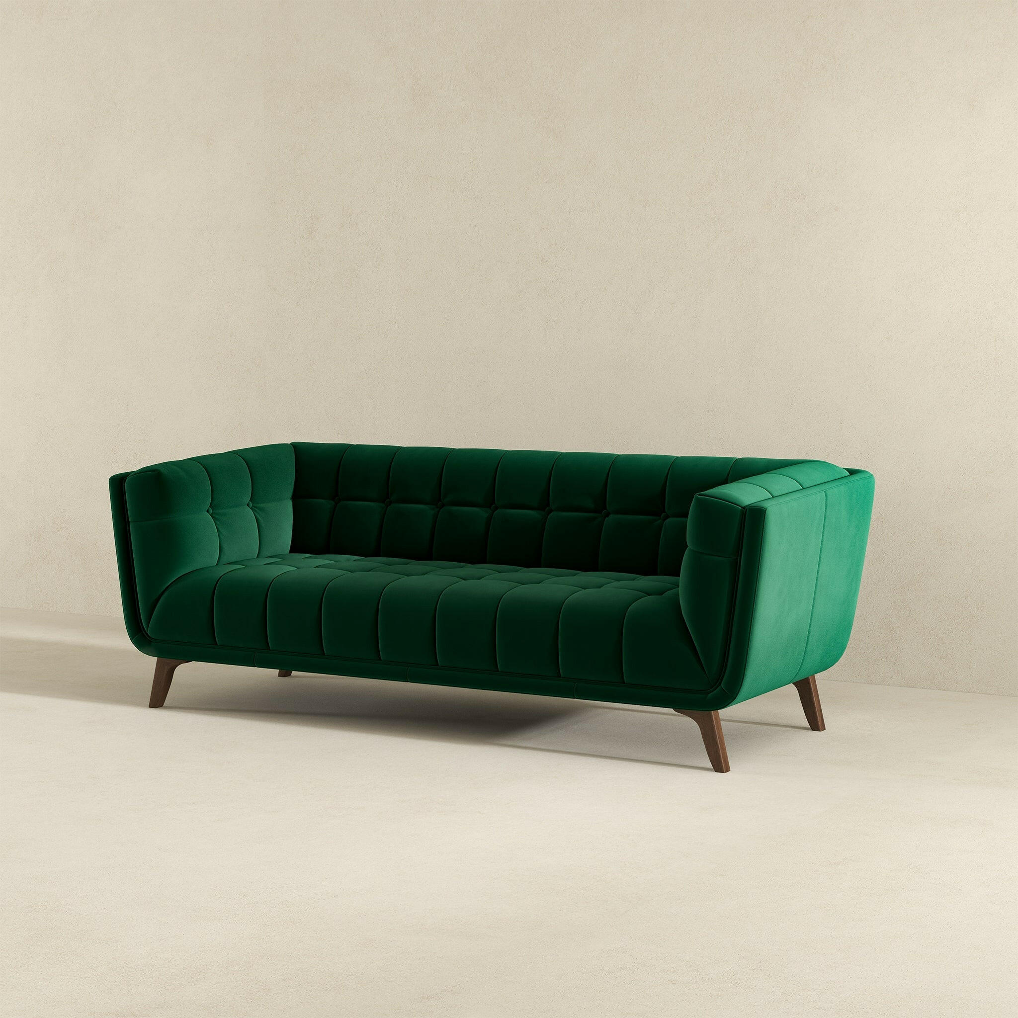 Addison Large Green Velvet Sofa.