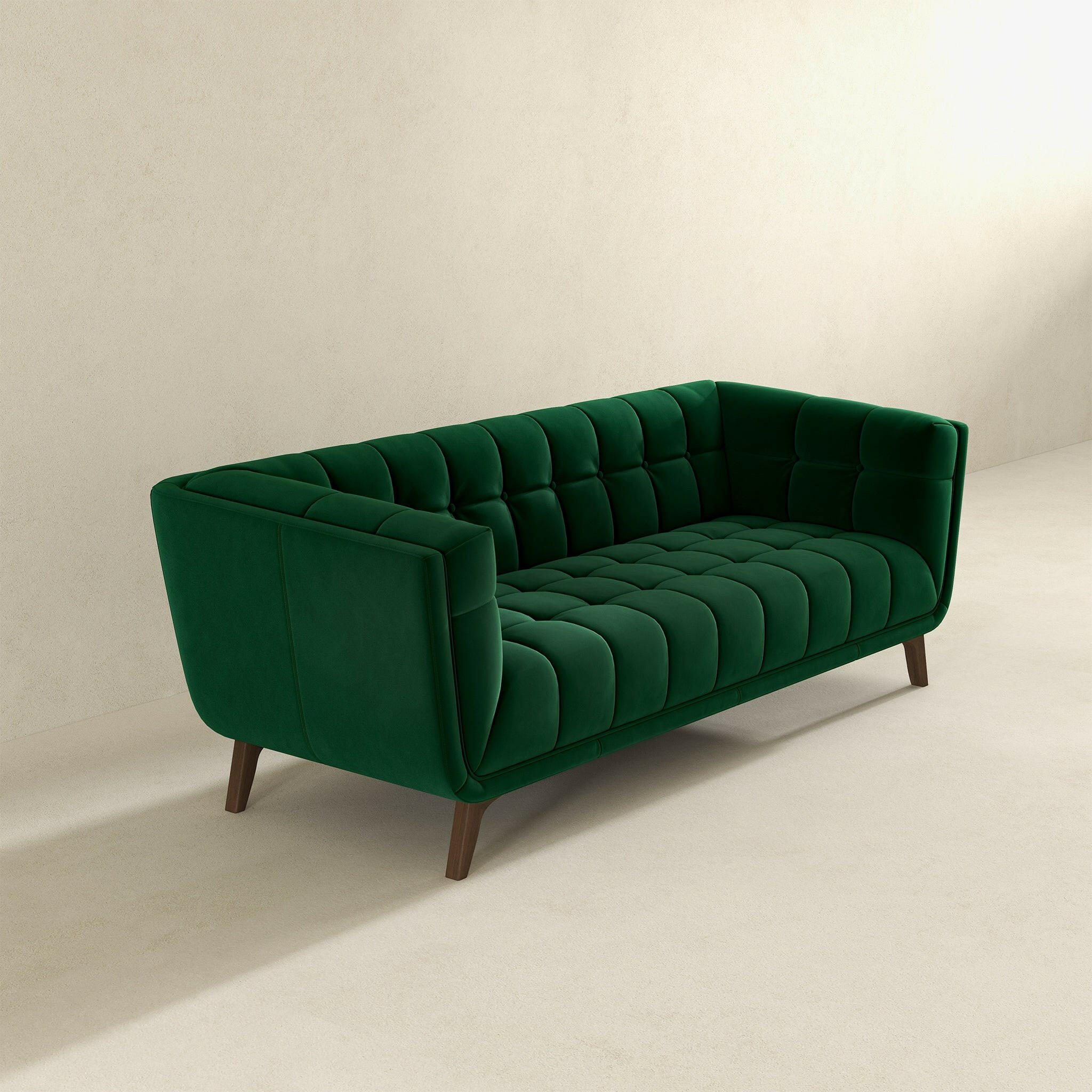 Addison Large Green Velvet Sofa.