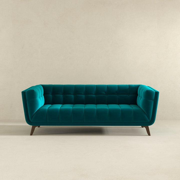 Addison Large Teal Velvet Sofa.