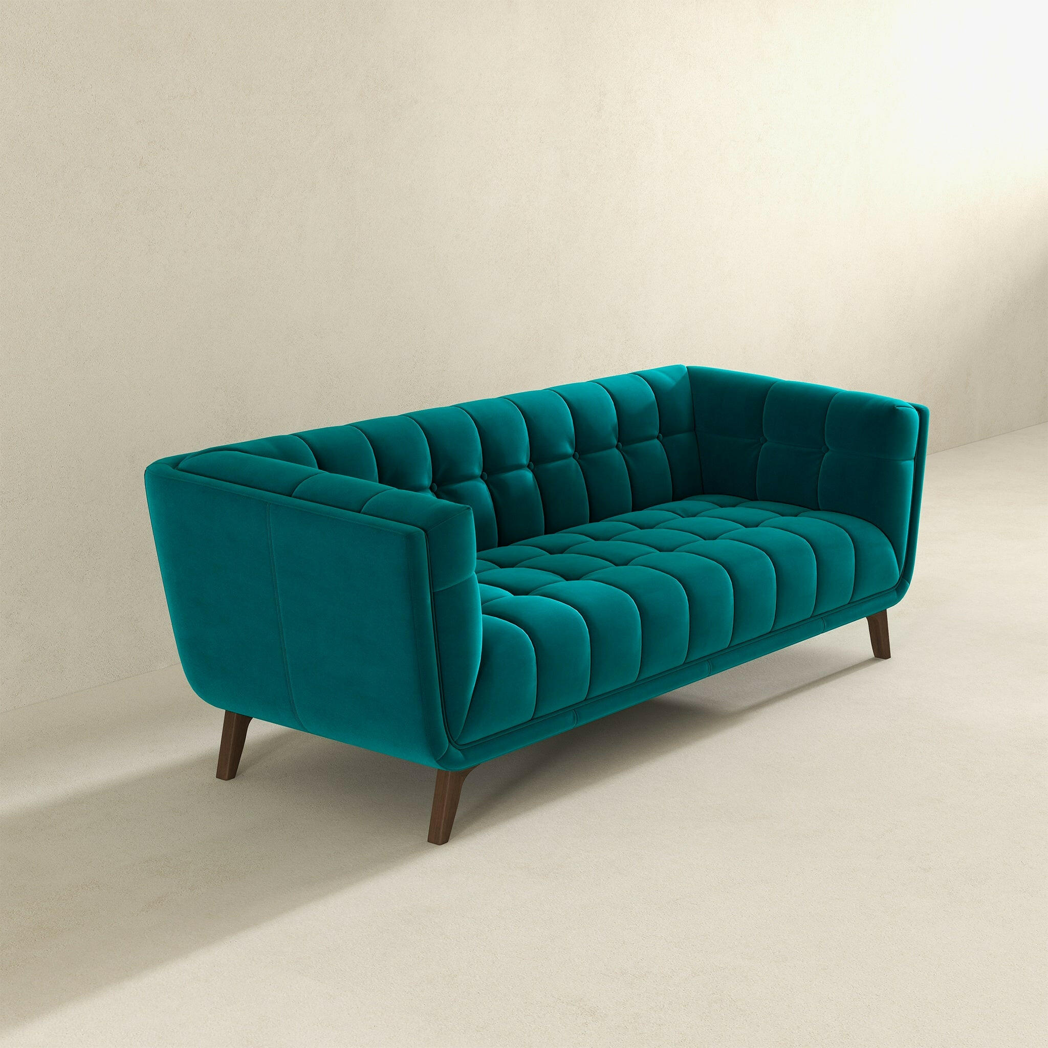 Addison Large Teal Velvet Sofa.