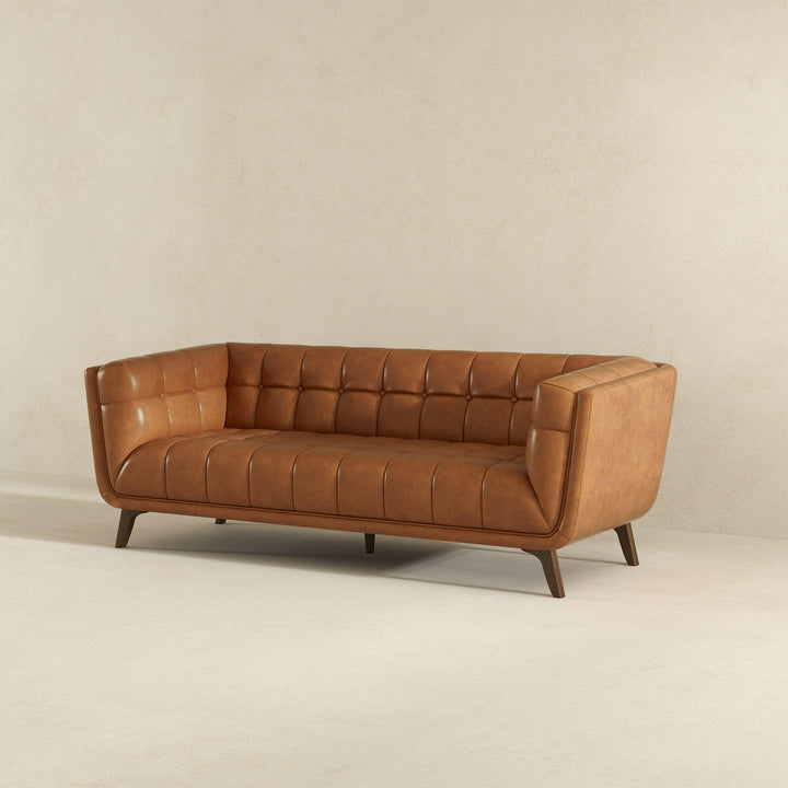 Addison Leather Sofa (84" Cognac).