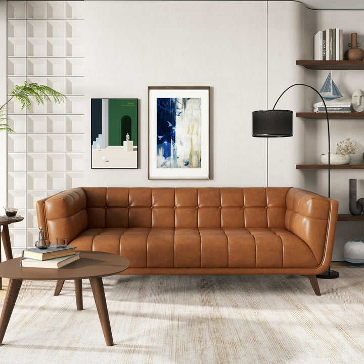 Addison Leather Sofa (84" Cognac).