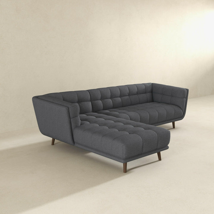 Addison Left Sectional Ash Grey Fabric Sofa.