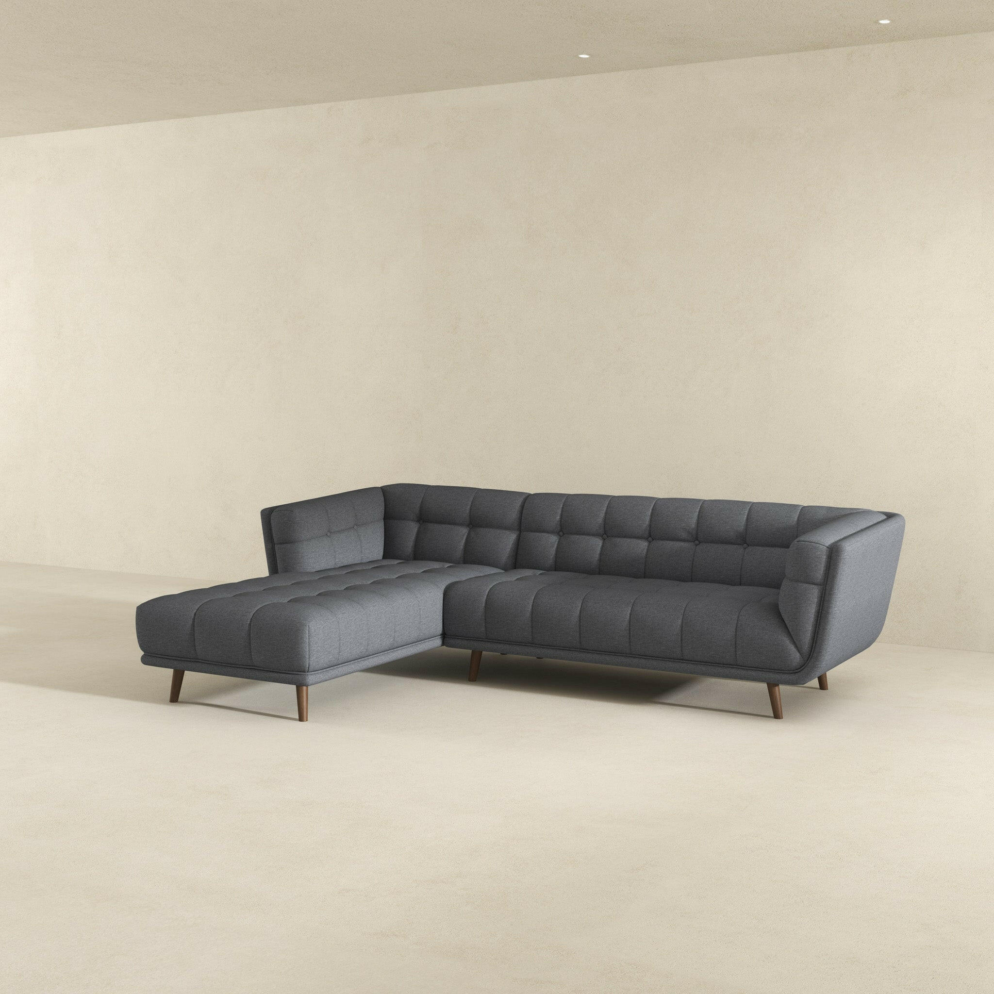 Addison Left Sectional Ash Grey Fabric Sofa.