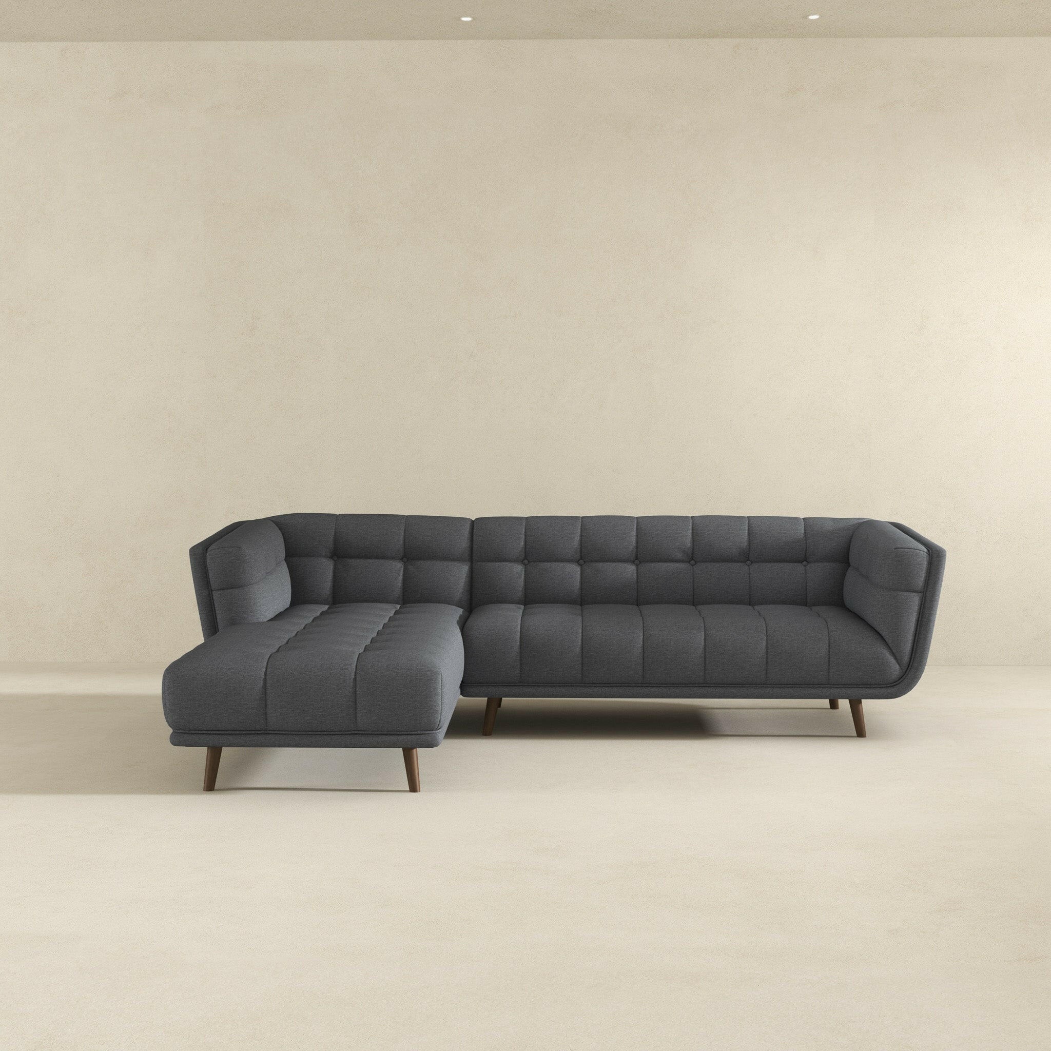 Addison Left Sectional Ash Grey Fabric Sofa.