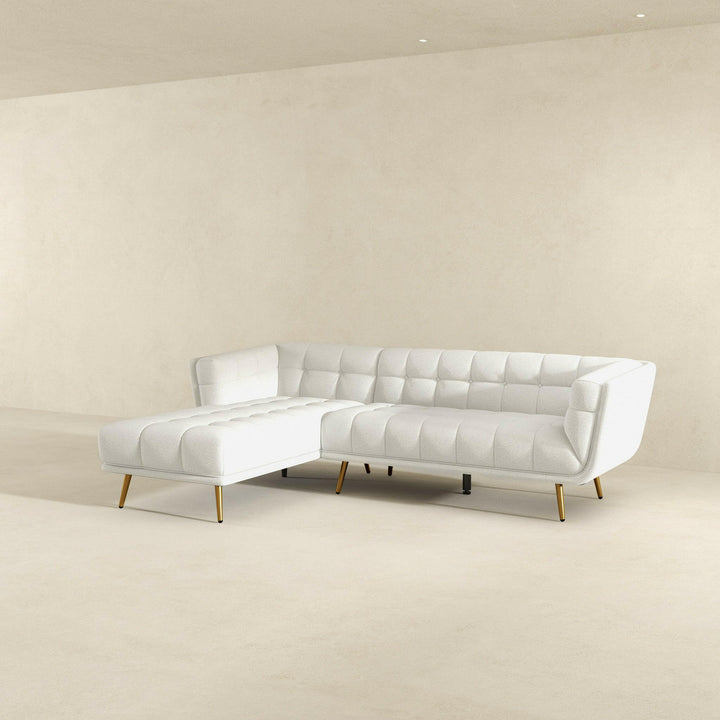 Addison Left Sectional Cream Boucle Sofa.