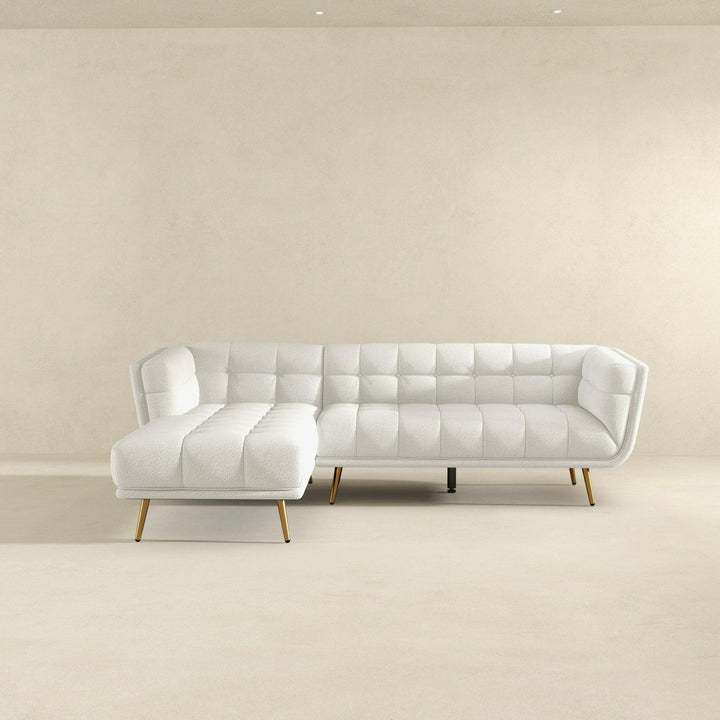 Addison Left Sectional Cream Boucle Sofa.