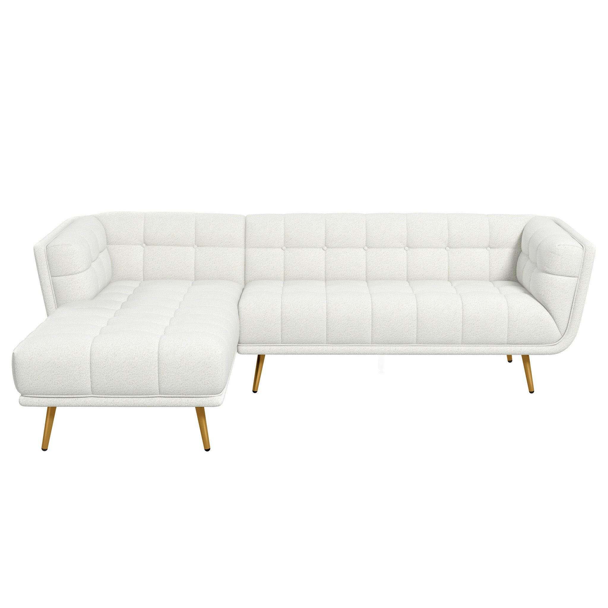 Addison Left Sectional Cream Boucle Sofa.