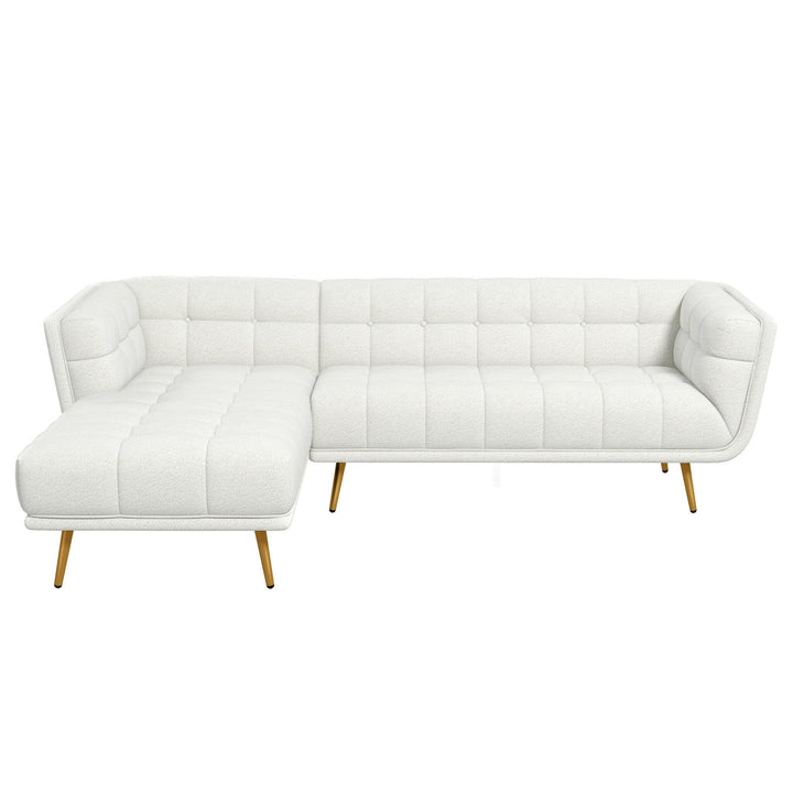 Addison Left Sectional Cream Boucle Sofa.