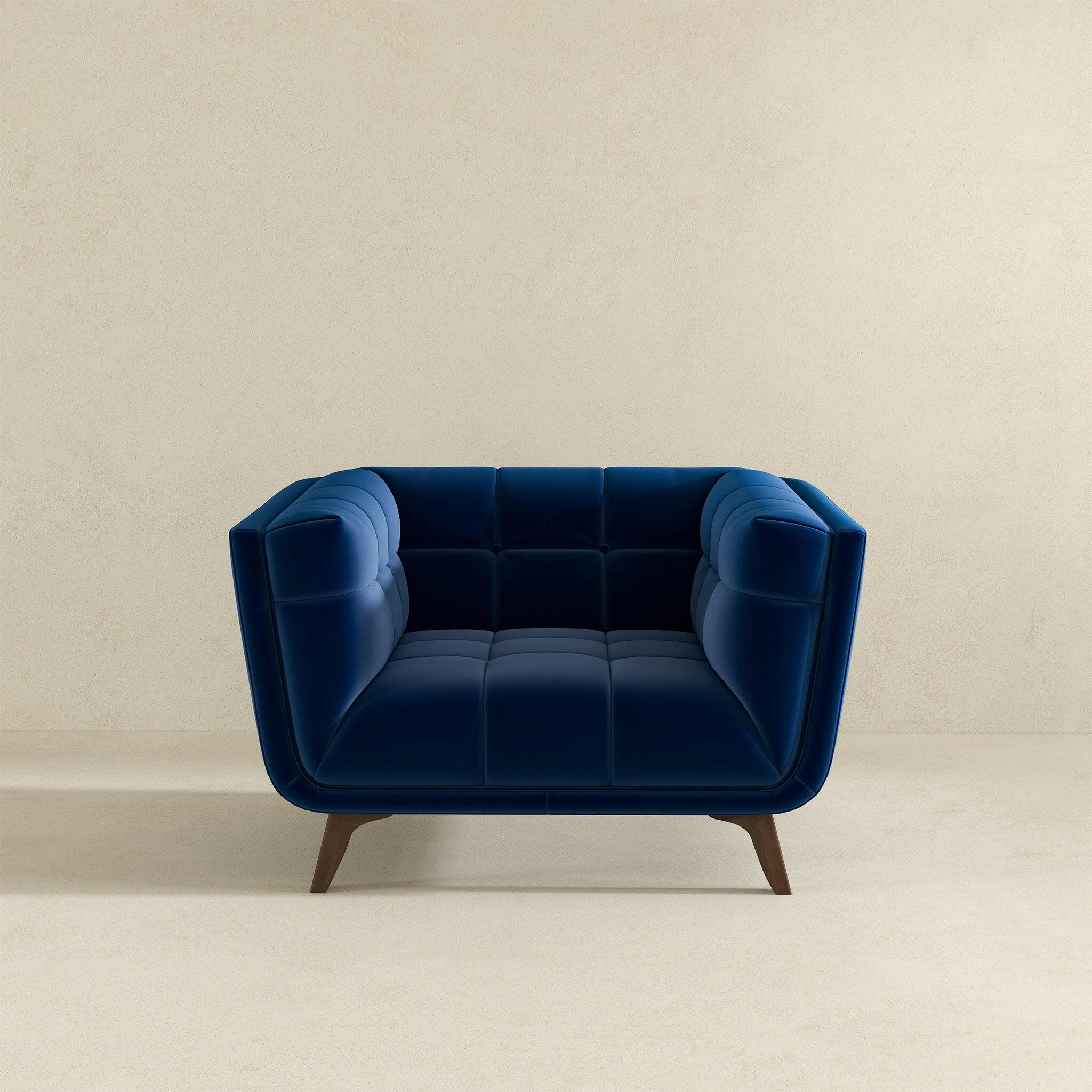 Addison Dark Blue Velvet Lounge Chair.